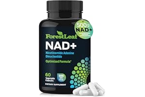 FORESTLEAF NAD+ Supplement - 500mg of Pure NAD Plus for Energy, Focus, Skin & Anti-Aging Support - Gluten Free Non-GMO NAD Supplements for Women & Men (60 Count (Pack of 1), NAD+)