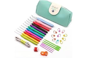 Crochet Hooks Set 30 pcs, CiaraQ Yarn Knitting Needles Sewing Tools Set 11 Crochet Hooks 2~8 mm with Comfort Soft Rubber Grip