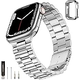 SUNFWR Compatible with Apple Watch Band 46mm for Men Women, Stainless Steel Metal iWatch Band for Apple Watch Series 10 (Silver, 46mm（10 Series)