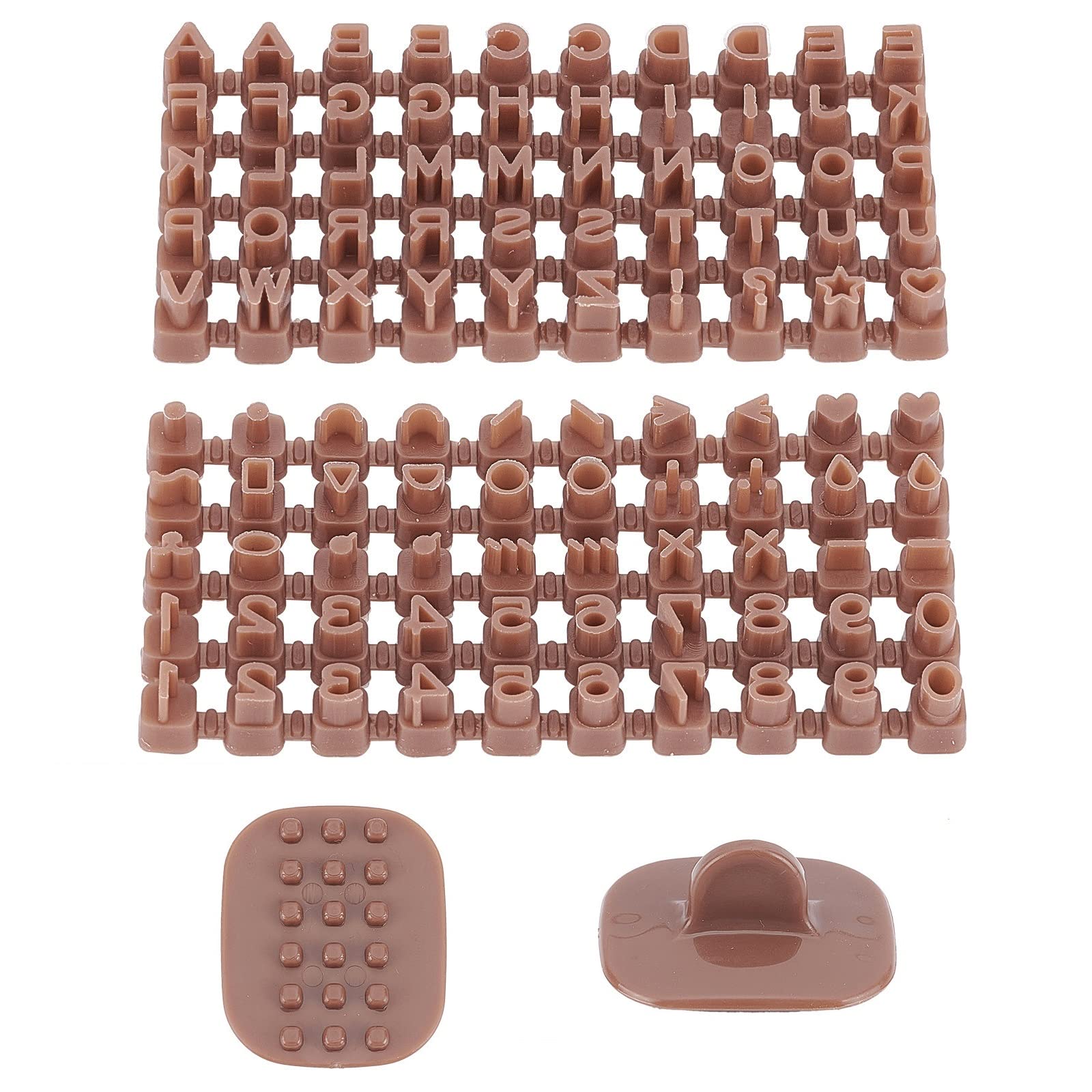 CRASPIRE Keoker Letter Stamps for Clay Polymer Clay Cutters Set Clay Earring Cutters Letters Brown Alphabet Number Clay Cutters Set for Clay Biscuit Pastry Baking Fondant Cake