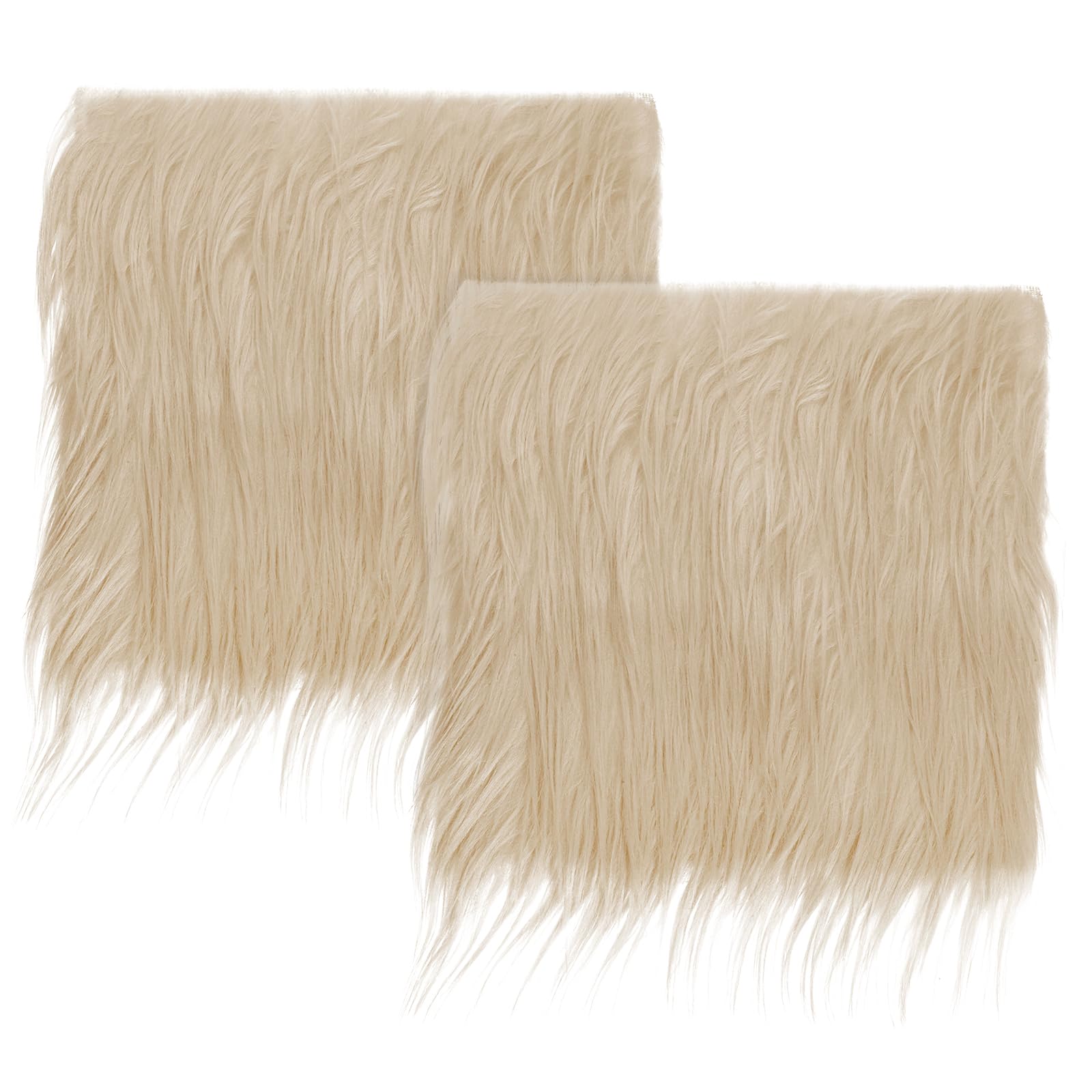 PATIKIL Plush Faux Fur Fabric Square, 2 Pcs 10" x 10" Fluffy Faux Fur Patches Cuts for DIY Crafts Christmas Halloween Gnome Beard, Khaki