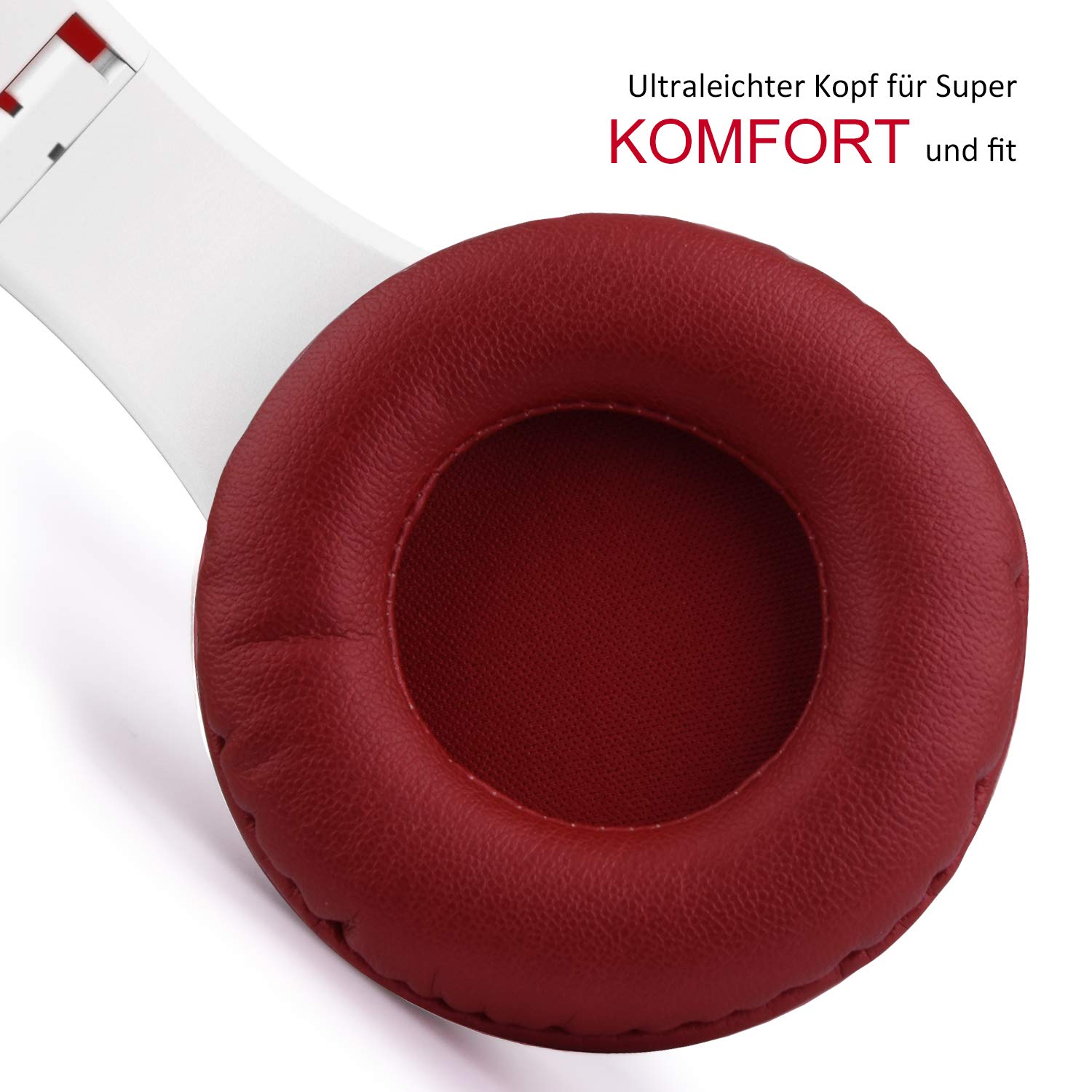 Bluetooth Kopfhörer, Sunvito Faltbarer Drahtloser Stereo Headset mit Mic, FM Radio Unterstützungs-TF Karte und Aux Spiel (Weinrot)