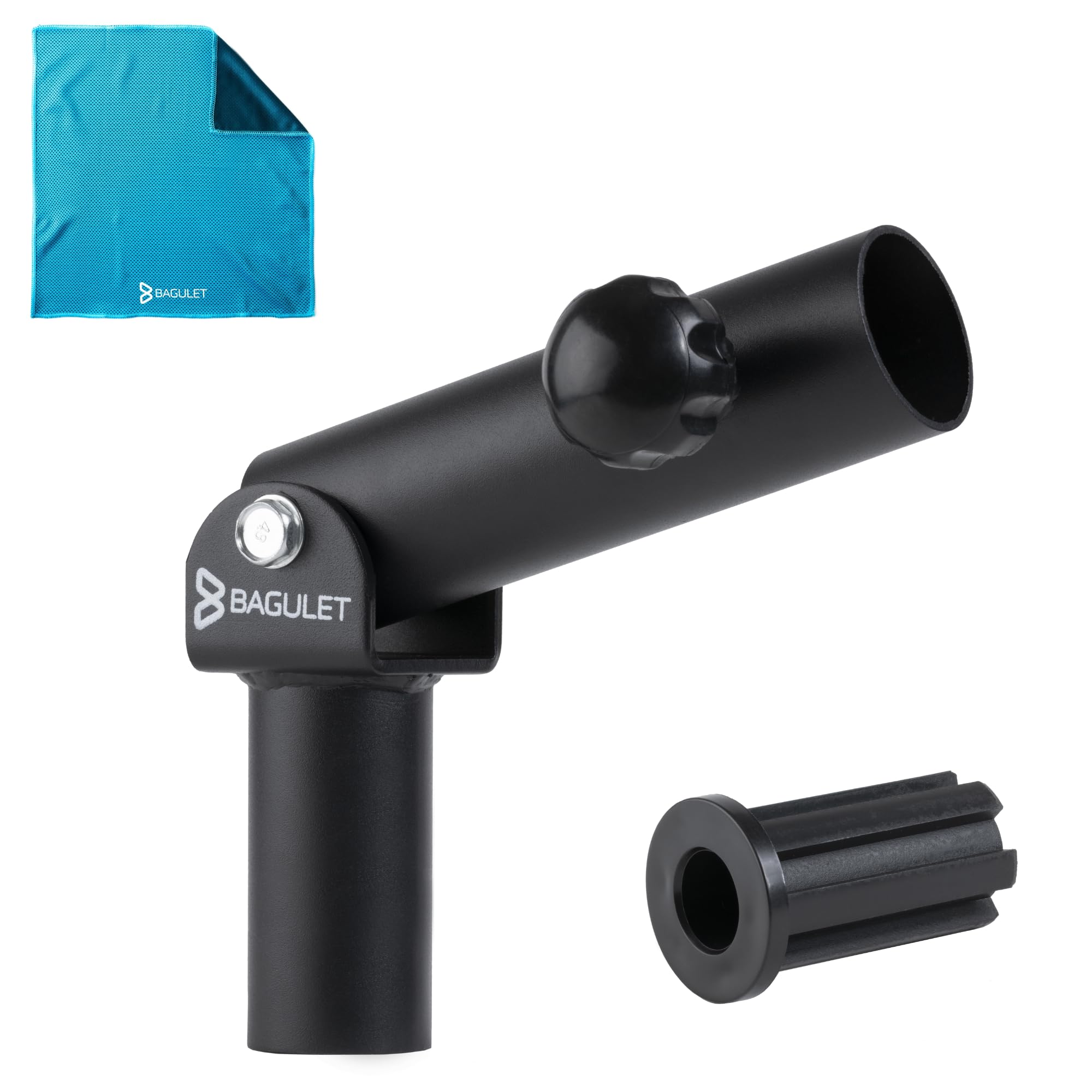 Bagulet Landmine Attachment For Barbell, Fits 2" Olympic Bar And 1" Insert Accessory, Press In Weight Plate Hole Base, 360 Degree Swivel, Multi Use T Row Shoulder Chest Squat, Complete With Cool Towel