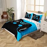Loussiesd Gamepad Duvet Cover Black Blue 3Pcs Kids Teens Bedding Set view 2
