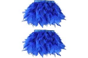 whitefeather 4 Yards Turkey Feather Trim - 4~6in Fashion Dress Sewing - Natural Fluffy Feather Trim Fringe for Party Clothing