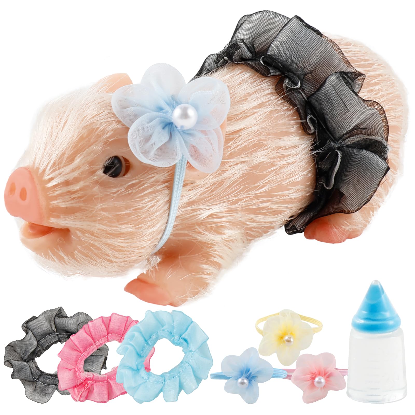 5Inch Pig Doll Toy - Mini Soft Lifelike Silicone Doll - Cute Miniature Reborn Pig Toys with Clothes Accessories for Kids Boys Girls