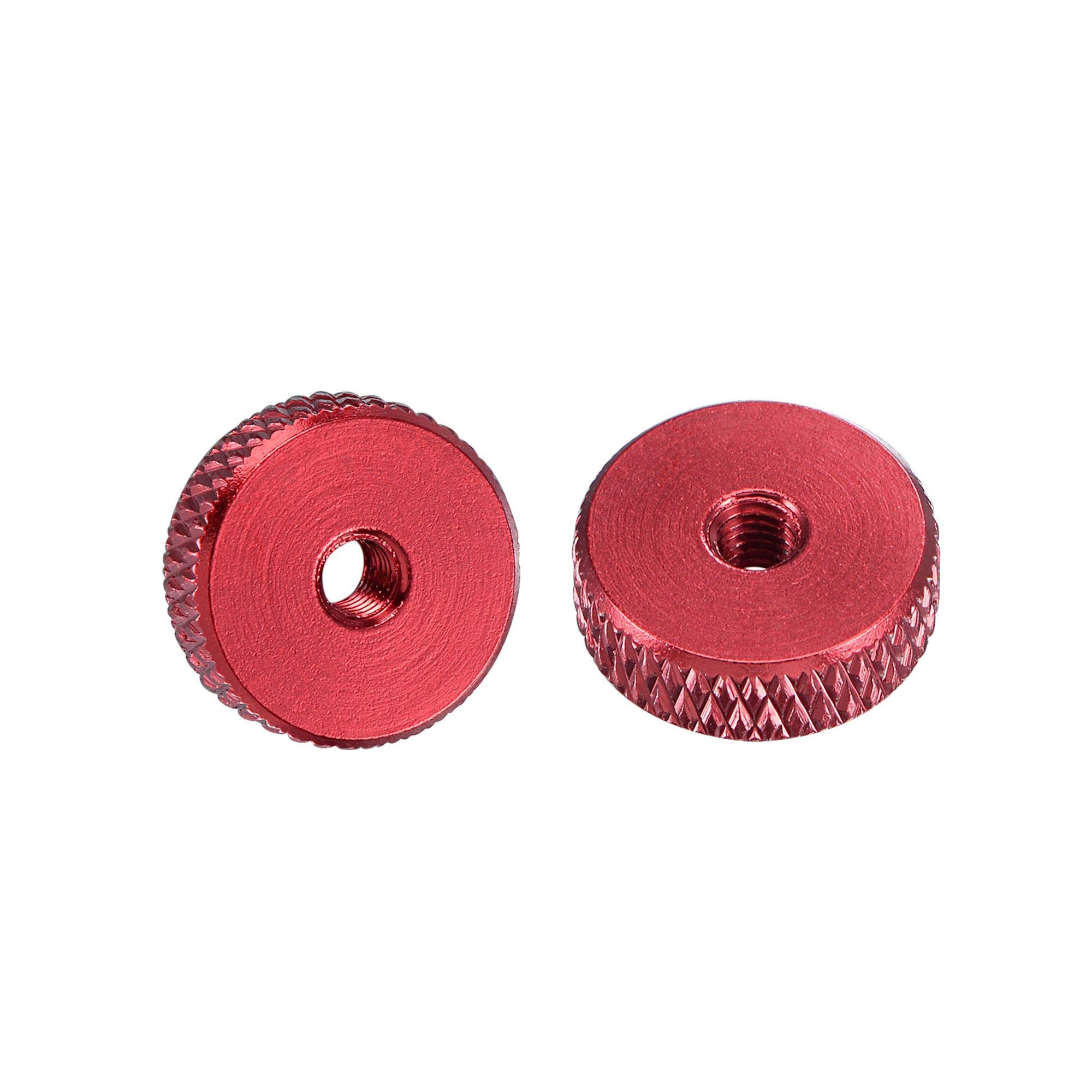 sourcing map Flat Knurled Nut - M3 x 12mm x 4mm Thumb Nuts Lock Adjusting Nuts Aluminum Alloy Red 10Pcs