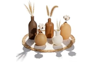 Ceramic Vase Set, 5-Piece Matte Finish, Brown and Gray Tones, Minimalist Design, Multi-Functional Home Decor, Various Sizes