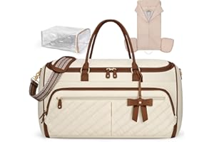 RAINSMORE Garment Bags for Travel Women Convertible Garment Duffle Bag for Hanging Clothes, Large Carry On Garment Bag with Shoe Bag & Wet Pocket, Foldable Dress Suit Business Travel Weekender Bags