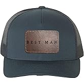 Custom Groom and Best Man Hat, Personalized Leather Patch Trucker Style for Groomsmen, Wedding Bachelor Party Gift