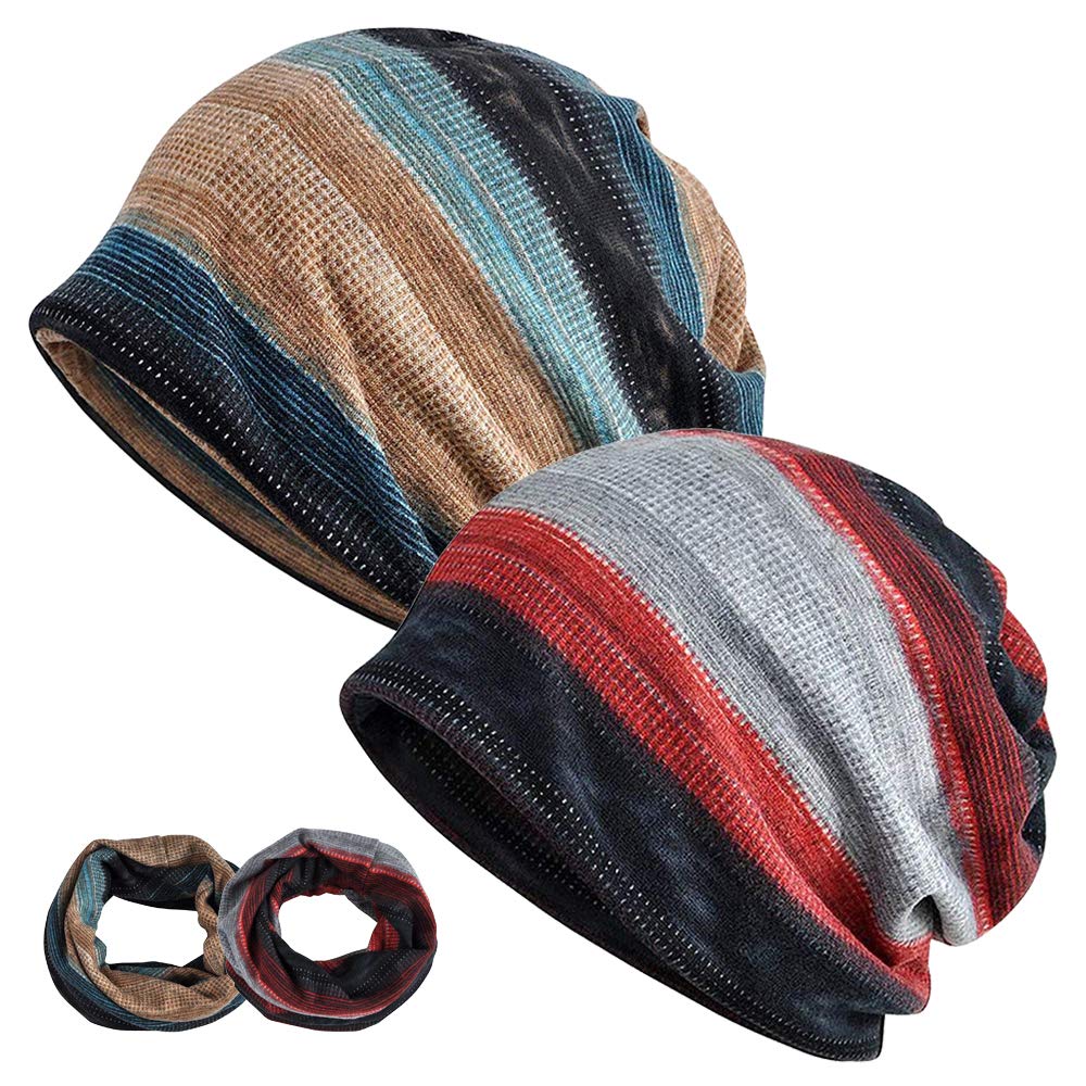 Slouch Beanie Hat, 2 Pack Unisex Jersey 