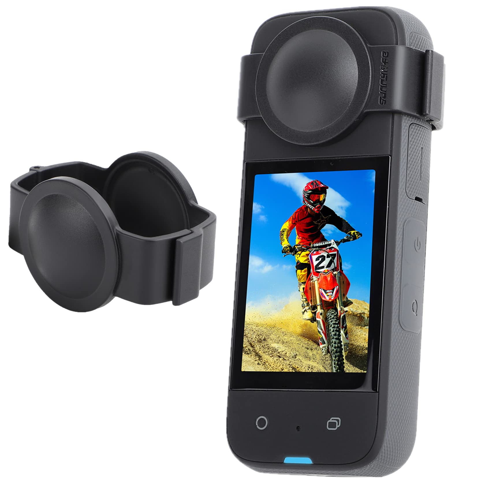 Hensych Fish Eye Lens Protector Cover Guard for Insta360 X3,Lens Guard Lens Cover Buckle Design Hard Cap Protective Case for Insta360 X3 Accessories