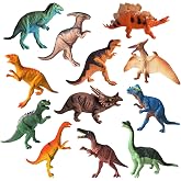 Gigglelf 12 Pcs Realistic Dinosaur Figure Toys for Kids 3-5 | 5 Inch Plastic Dino Figure STEM Learning Toys for Toddlers Dinosaur Cake Toppers Dino Boy Toy