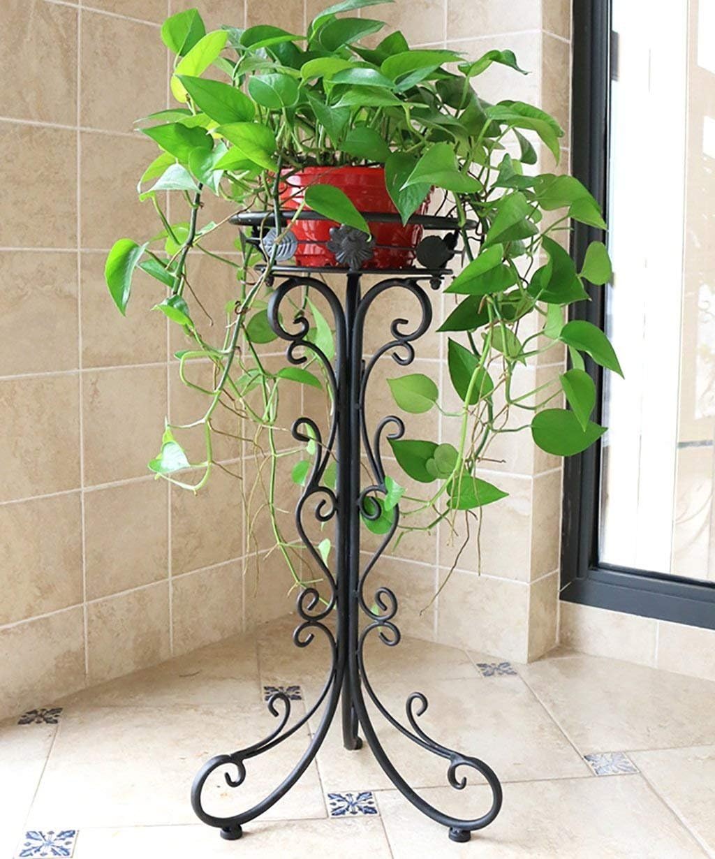 Flower Pot Shelf Flower Pot Shelf Iron 1- Storey Plant Stand Living Room Balcony Indoor Floor Flower Rack Assembly Flower Pot Shelf (Color : Black, Size : Height92cm)