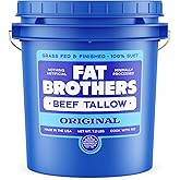 Fat Brothers Original Grass-Fed Beef Tallow, USA Made and Sourced, 100% Suet, 7.2 Lbs Pail (1 Gallon), No Added Hormones or Antibiotics, For Cooking, Frying, Baking, Skincare, & More