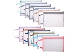 Kebuye Mesh Zipper Pouch Bags For Organization 12pcs, Mesh Bags With Zipper Thickened Nylon Material, A4 Size 12 Colors Mesh Pouch With Portable Handle,13.4x9.4 in Letter Size For Office Supplies