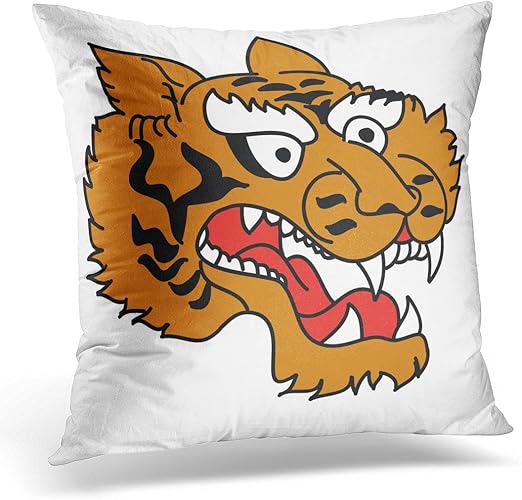 Amazon Com Sdamas Decorative Pillow Cover Black Chinese Tiger Head Isolate On White Traditional Tattoo Embroidery Throw Pillow Case Square Home Decor Pillowcase 16x16 Inches Home Kitchen