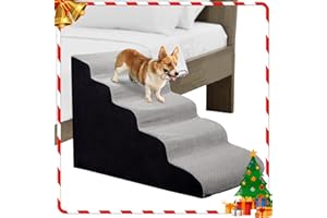 LITAIL 24 Inch Dog Stairs - 5 Steps for High Beds 24-28" High, Non Slip Foam Ramp for Small Dogs/Cats & Older Pets