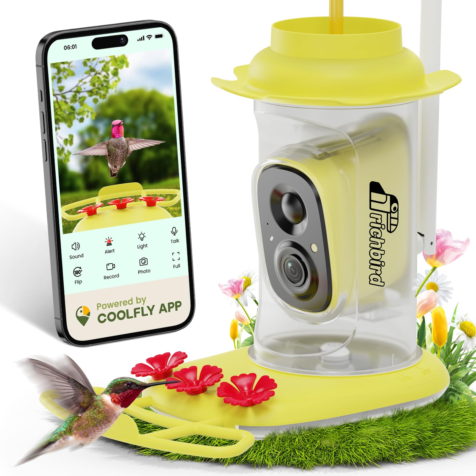 Photo 1 of **FOR PARTS ONLY** RichBird Smart Hummingbird Feeder with Camera Solar Powered, AI Identify, Instant Notification, Leakproof & Ant Moat, Outdoors Hanging, Idea Gift for Bird Lovers (20 oz)