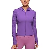CRZ YOGA Womens Butterluxe Full Zip Workout Hoodie Jackets Slim Fit Hooded Athletic Yoga Lightweight Jacket with Thumb Holes