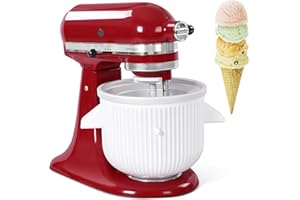 Gdrtwwh Ice Cream Attachment for Kitchenaid Stand Mixer,Ice Cream & Sorbet Gelato Maker,Fits Kitchenaid 4.5-5Qt Stand Mixer and 5-6-7Qt Bowl-Lift(Dishwasher Safe)