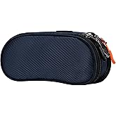 molshine Double Sunglasses Case, Soft Portable Eyeglasses Pouch with Carabiner, Dual Zipper Compartments for Men Women