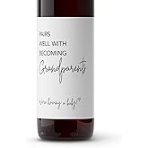 Pairs Well with Becoming Grandparents Wine Labels ● Set of 4 ● Gender Neutral Pregnancy Announcement Wine Labels, Baby Announcement Label, Pregnancy Reveal, Alternative to Card (Minimalist Plain)