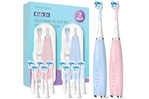 FUMEIKANG Kids Electric Toothbrushes 2 Pack Sonic Rechargeable Tooth Brush Gifts for Boys and Girls 3 4 5 6 7 8 9 10 11 12 (B