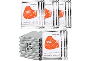 AEIMIAIDE 12pcs Emergency Space Blanket, Mylar Thermal Survival Blankets Emergency Foil Blanket for Keeping Body Warm,Ourdoor