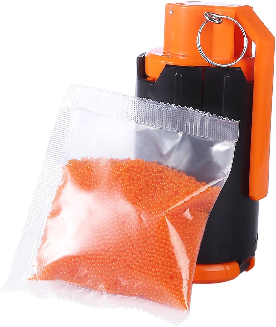 Ggoddess Tactical Plastic CS Grenade with 10,000PCS Hardened Crystal Water Beads Bullet for CS Nerf Battle Game,Foam Water Bullet Ball Grenade