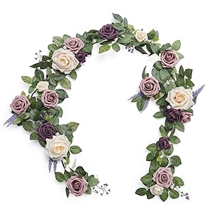 Ling's moment Handcrafted 5ft Full Rose Flower Runner Garland for Wedding Table Centerpiece Arch Canopy Decoration