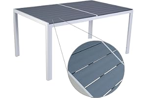 Kozyard Coolmen Outdoor Patio Indoor Dining Table Rectangle 35.6'x58.9' and Wood Like Laminate Table Top for 6 Person Porch Deck Garden (Grey)