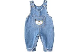 Baby Boys Girls Denim Overalls Cute Heart Romper Jean Pants Toddler Washed Distressed Jumpsuit Bibs Workwear Summer Outfit