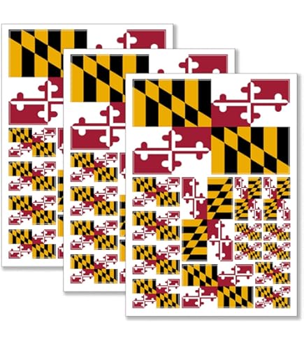 Calcomanía De Vinilo Con Bandera De Maryland - Varios Tamaños Disponibles, Decoración Para Auto O Ventana