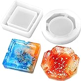 Savita 2 Pieces Ashtray Resin Molds with Square and Rhombus & Round Shape | Silicone Resin Mold for Resin Casting, DIY Handcrafts