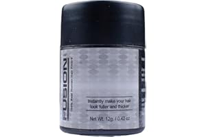 HAIRFUSION Hair Fibers for Thinning Hair - (0.43 Oz) Real Human Hair Building Fibers to Conceal Bald Spots and Thinning Hair, Root Touch Up and Volumizer, Black