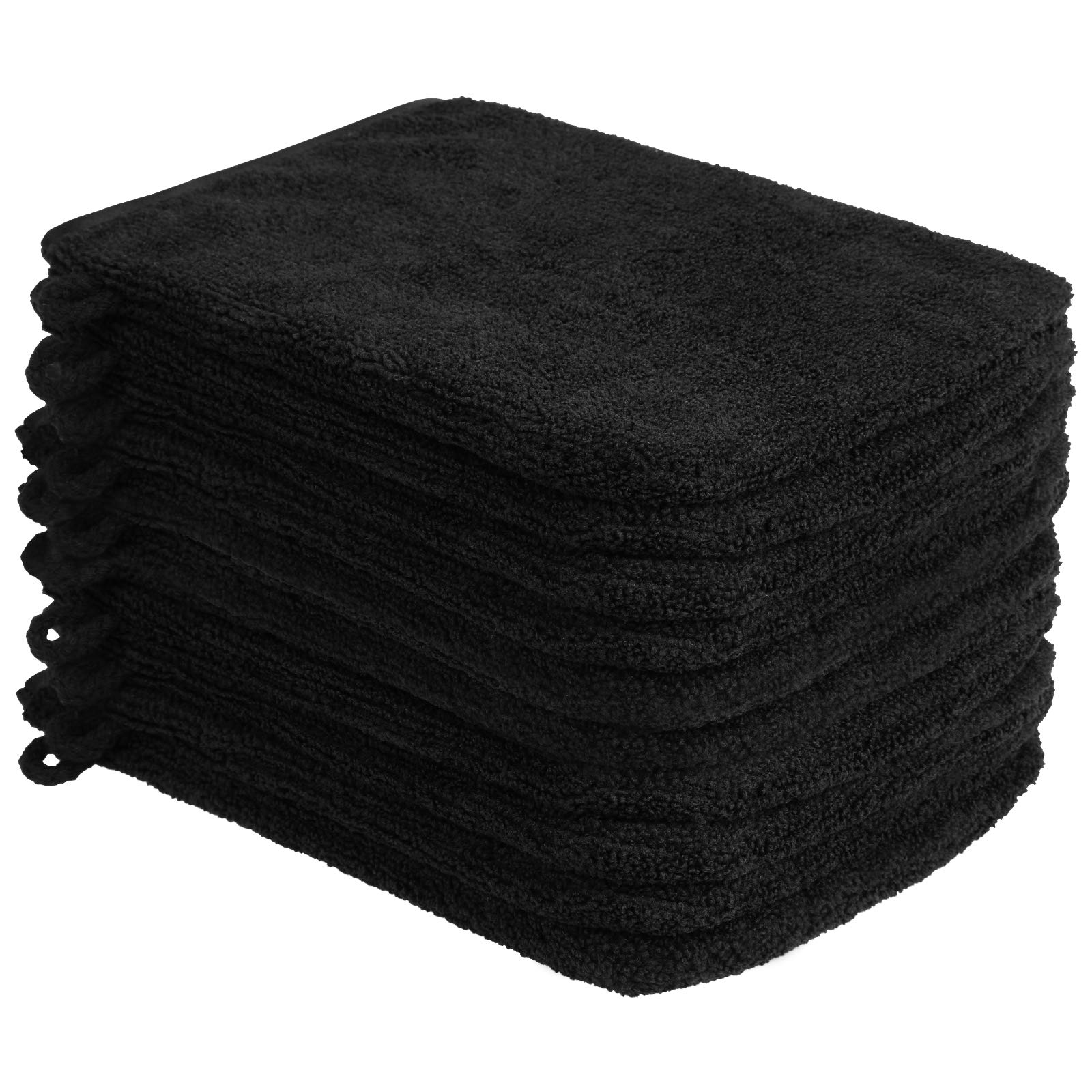 PHOGARY Pack of 10 Microfibre Wash Mitts, Soft Face Cleansing Mitts, Body Bath SPA Terry Cloth, Reusable Makeup Remover Mitt Gloves, 15x21 cm, Black