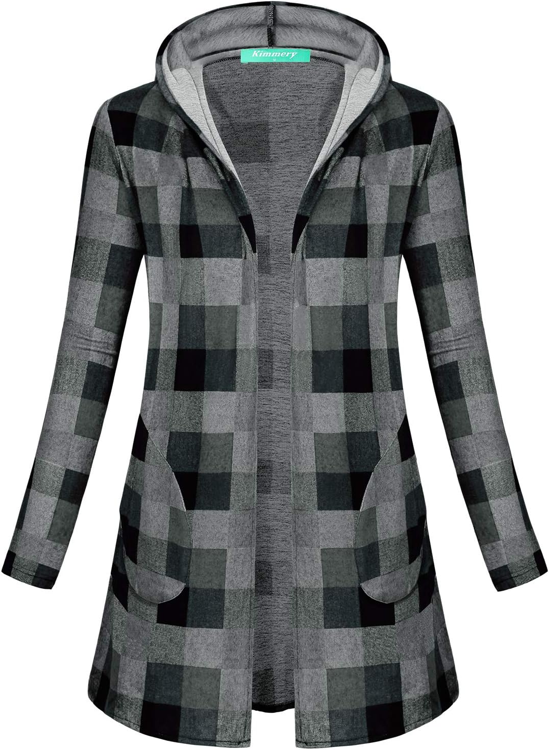 Kimmery Women's Long Sleeve Draped Open Front Hooded Cardigan with Side Pockets