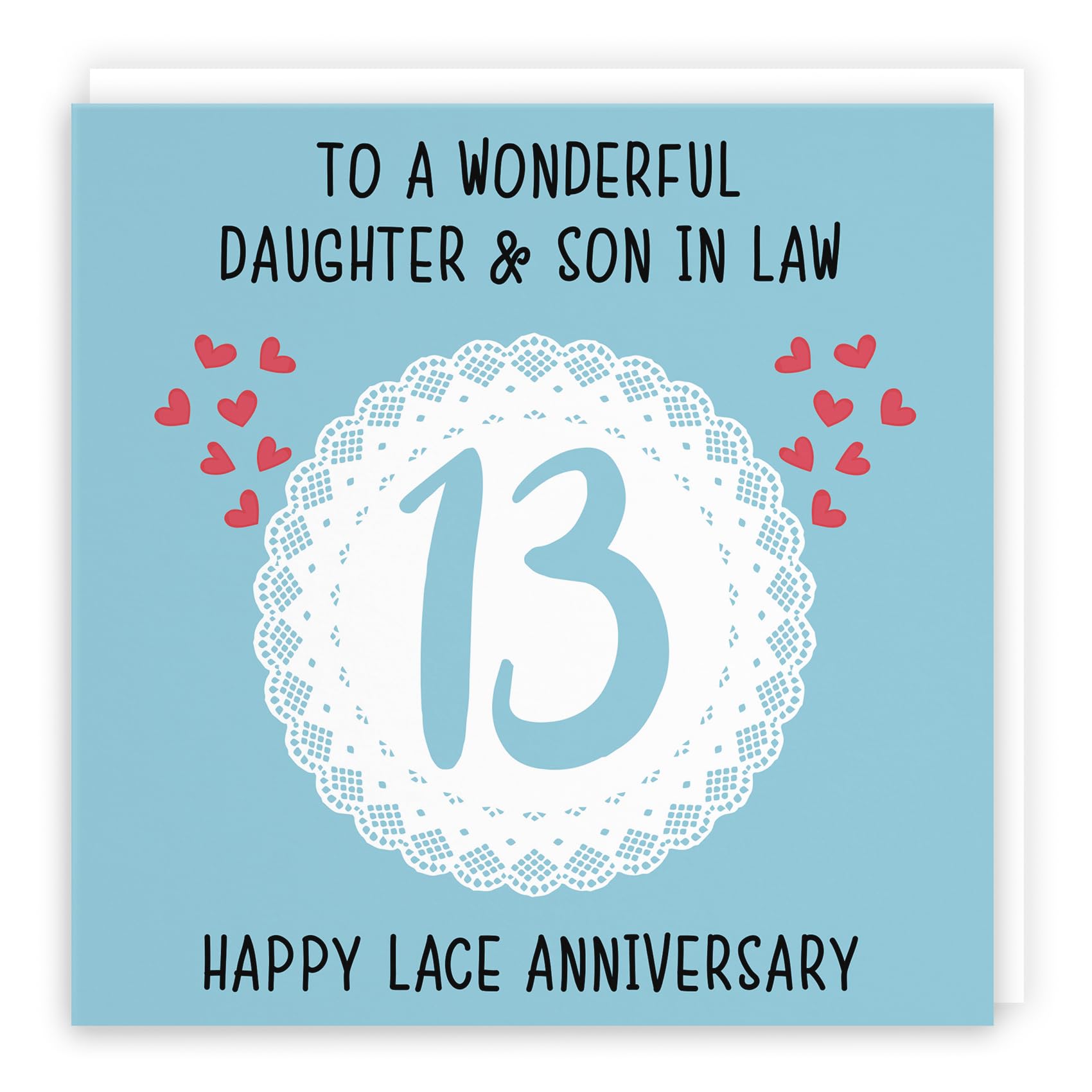 Hunts England - Daughter And Son In Law 13th Anniversary Card - To A Wonderful Daughter & Son In Law - 13 Years Together - Happy Lace Anniversary - Iconic Collection — image 1