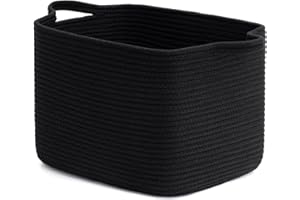 INDRESSME Square Storage Basket for Shelves,Cotton Rope Woven Storage Basket for Books, Toys, Towels, 13 x 9.8 x 8.9 inches, 