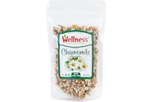 WELLNES PREMIUM NATURAL FOODS Wellness Organic Chamomile Tea Pure Herbal Infusion for Serene Moments, Calming & Soothing Blend with Handpicked Chamomile Flowers, Caffeine-Free Relaxing and Nourishing Tea