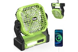 Portable Camping Fan Rechargeable Battery: 8000mah Battery Operated Fan With LED Light Qoosea Outdoor Tent Fans 270°Rotation 