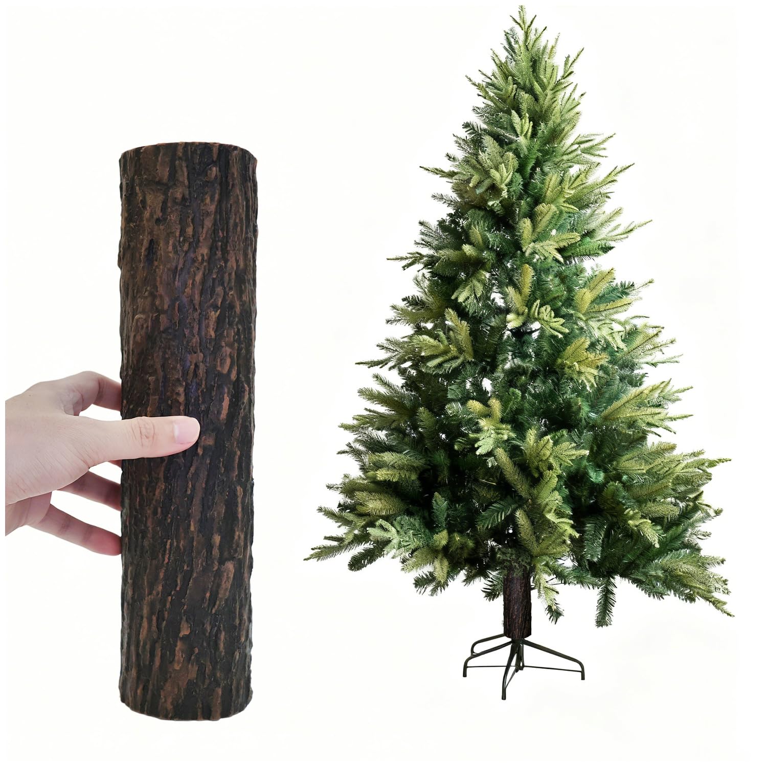 Photo 1 of 11.5" Tall One-Piece Christmas Tree Collar with Real Tree Texture Festive Fake Tree Stump Collar for Christmas Decorations (Christmas Tree Collar)