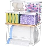 iCASA Trash Bag Dispenser Dishwasher Pods Container, 5 in 1 Garbage Bags Holder Under Sink Organizer Acrylic Laundry Pod Detergent Powder Container, Kitchen Pantry Laundry Room Organization Storage