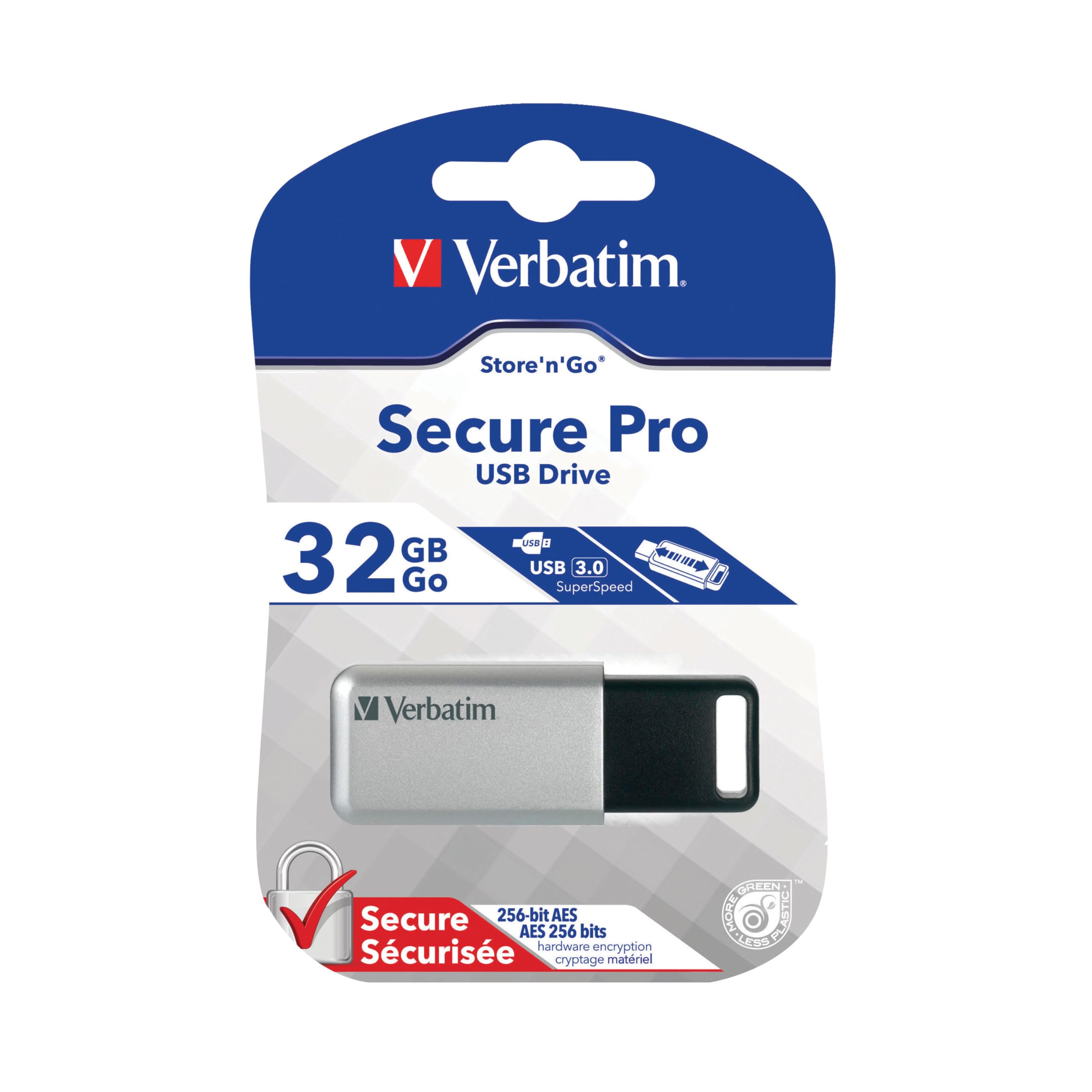 VERBATIM Store 'n' Go Secure Pro USB-Stick - USB-3.2 Gen 1-32GB - memorystick with password-protection - USB-3-stick with encryption - external storage for laptop notebook & co - silver