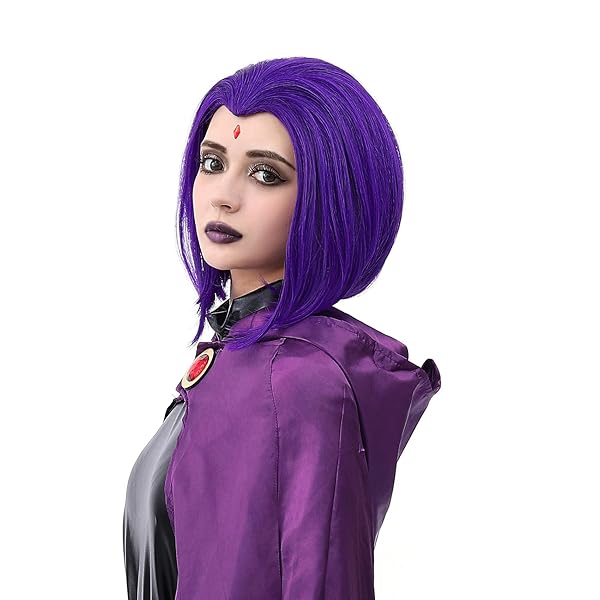 MUPUL PURPLE SHORT WIG COSPLAY SHORT BOB WIG PURPLE HALLOWEEN COSTUME WIGS FOR WOMEN