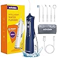 Water Dental Flosser Pick for Teeth: 4 Modes Cordless Portable 300ML Larger Tank Water Teeth Cleaner IPX7 Waterproof Flossing Cleaning Picks for Home Travel (White) (Dark Blue)