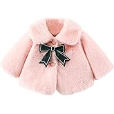 SEAUR Baby Girls Faux Fur Warm Cloak Coat Cute Winter Furry Cape Jacket Fluffy Plush Fleece Outwear with Bowknot