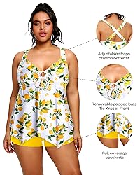 Holipick Plus Size Two Piece Tankini Top with