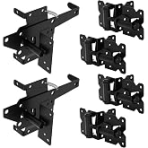 Stainless Steel Self Closing Gate Hinge and Latch Hardware Kit, Heavy Duty Self Locking Gate Hardware for Wood/Vinyl Fence Gate, 4-Pack Kit and 2-Automatic Latch
